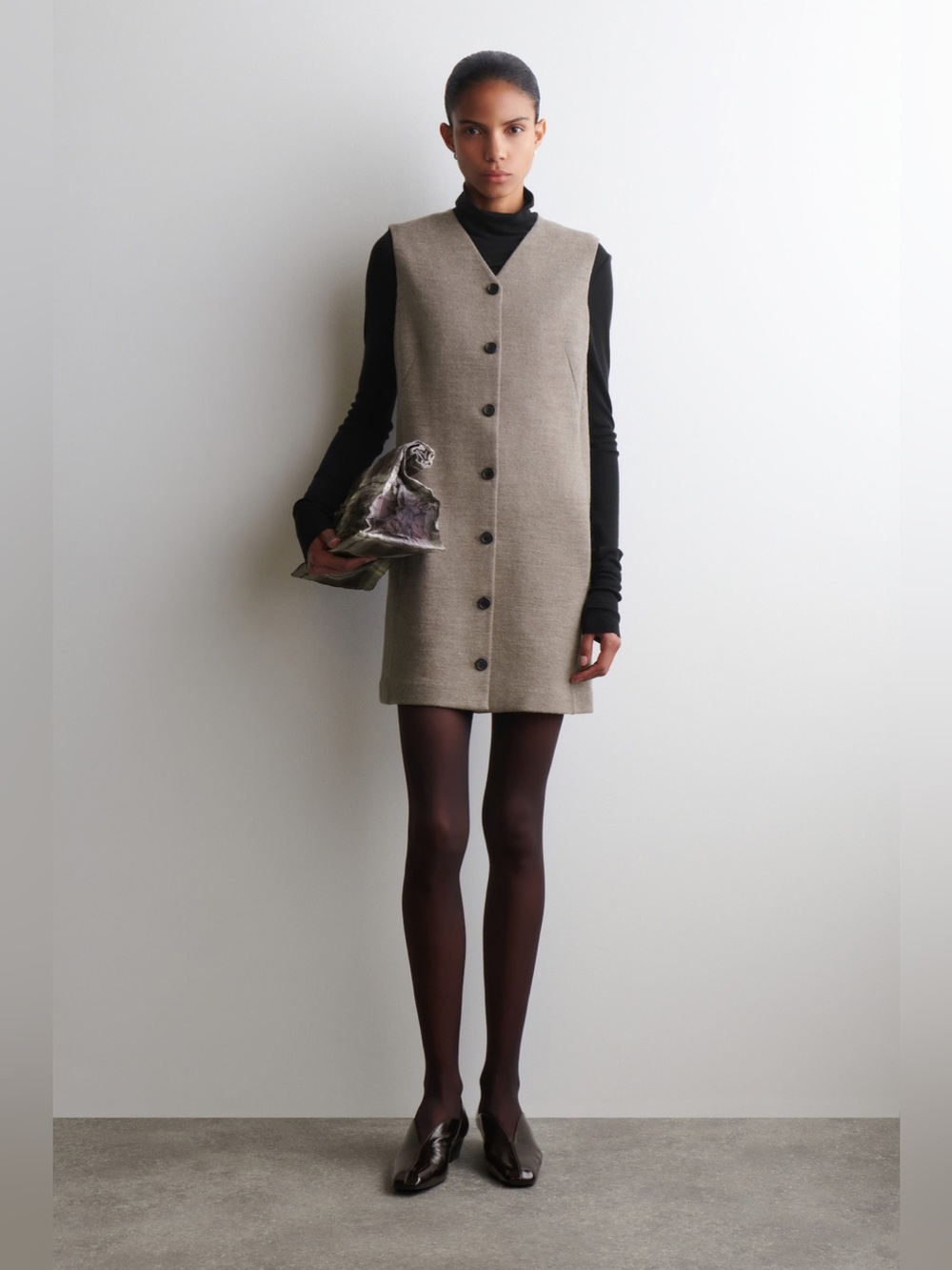 COS Merino Wool Shift Dress in Taupe